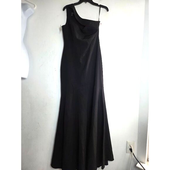 NWT Laundry by Shelli Segal Black One Shoulder Full Length Evening Dress size 6 - Picture 5 of 10